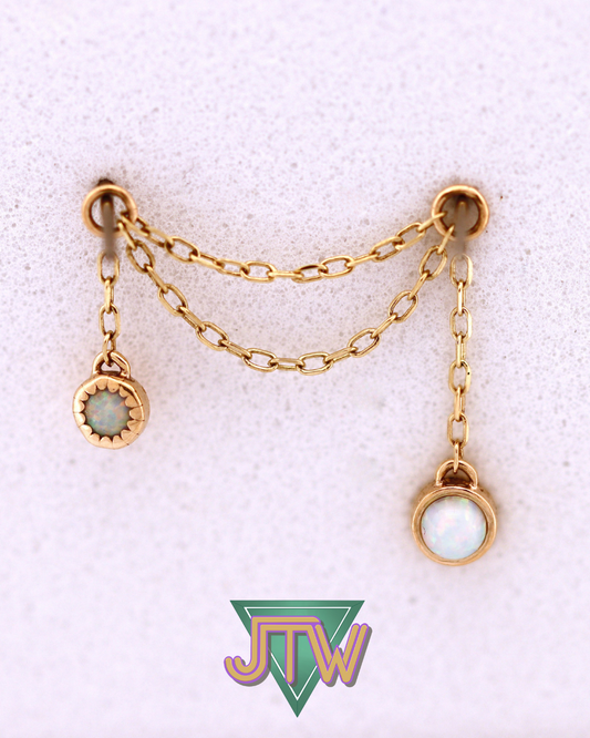 One-Off Chain Double Bezel White Opal