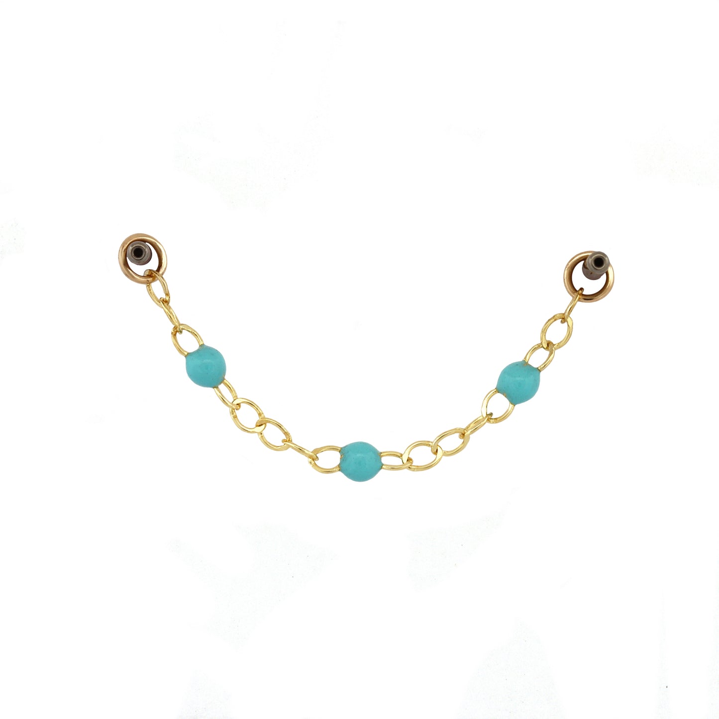 Yellow Cable Chain with Turquoise Beads