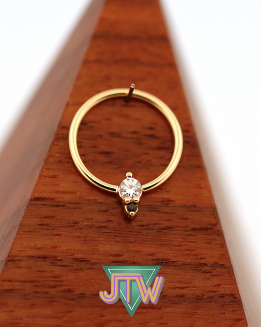 One-Off Ring with CZ and Black Spinel