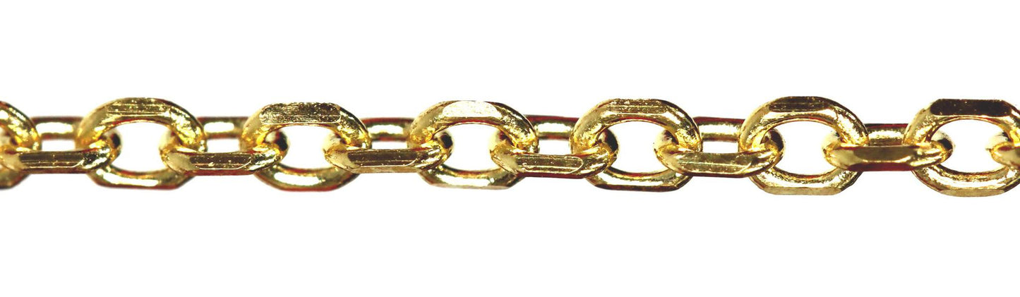 14K Yellow Gold Beveled Oval Cable Chain